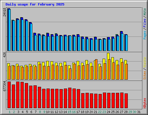 Daily usage for February 2025