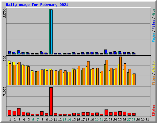 Daily usage for February 2021