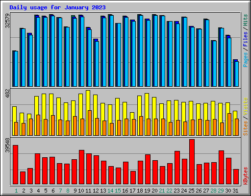 Daily usage for January 2023