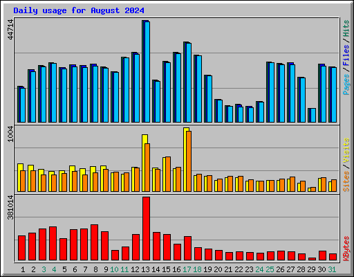 Daily usage for August 2024