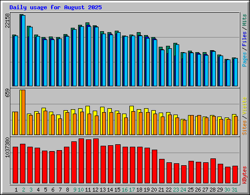 Daily usage for August 2025
